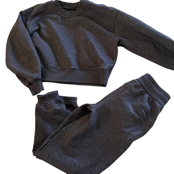 Lululemon Black Scuba Sweat Set Sweatpants and Sweatshirt size 6 Sparkle - Picture 2 of 10
